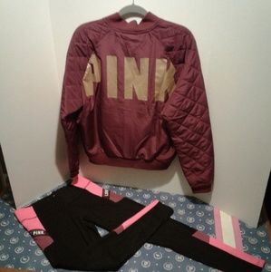 VS PINK Bomber Jacket & Leggings Set NWT